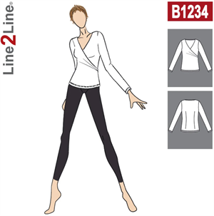 Line2Line snitmønster - B1234 Bluse med slå om effekt